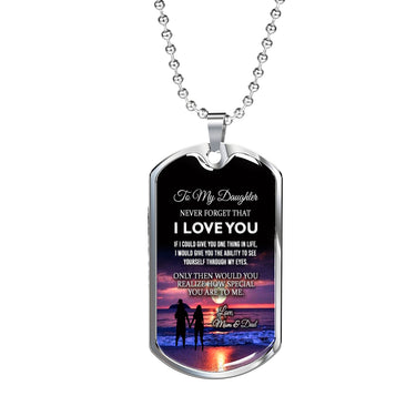 To My Daughter Pendant From Papa Christmas Gifts Luxury Dog Tag Silver and Gold